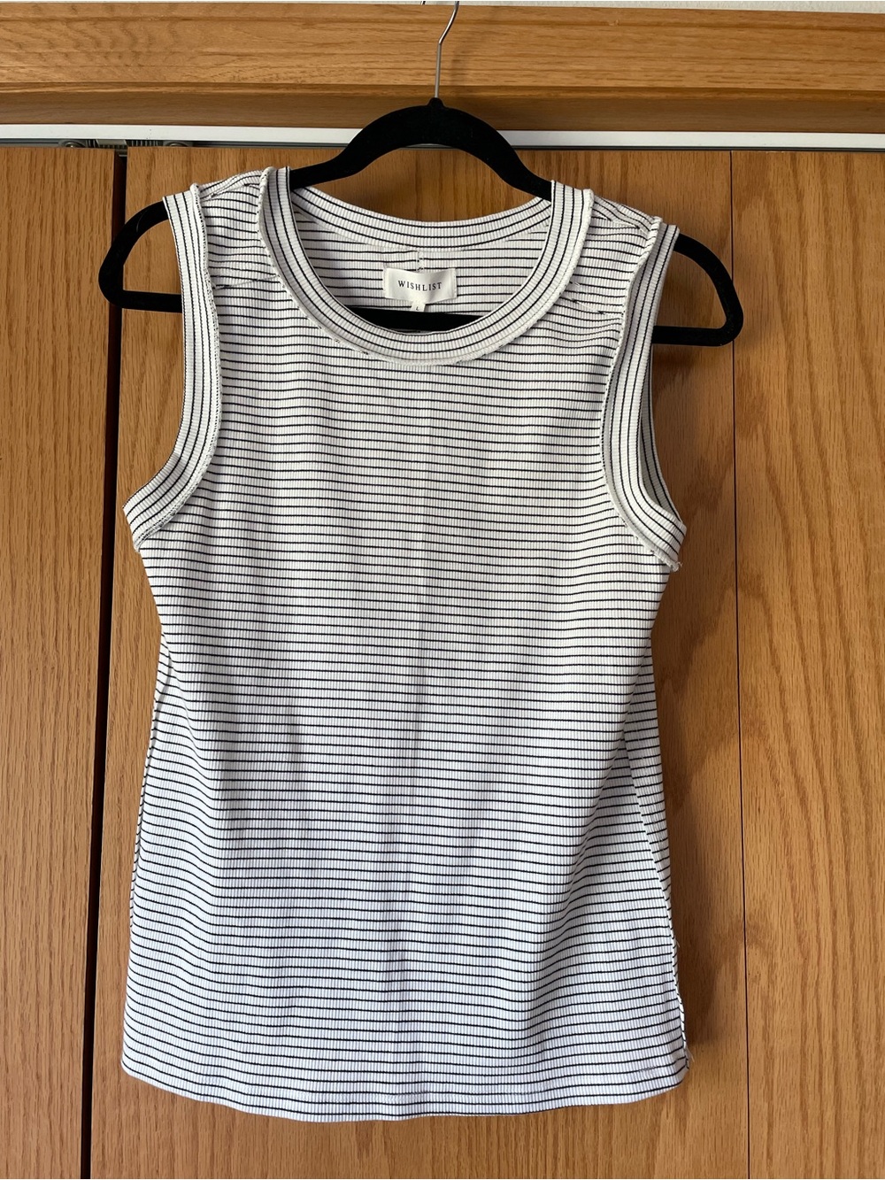 Wishlist Black and White Striped Ribbed Tank